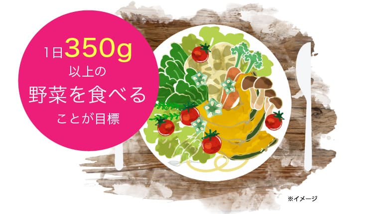 1日350g以上の野菜を食べることが目標