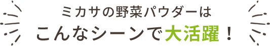 ミカサの野菜パウダーはこんなシーンで大活躍!